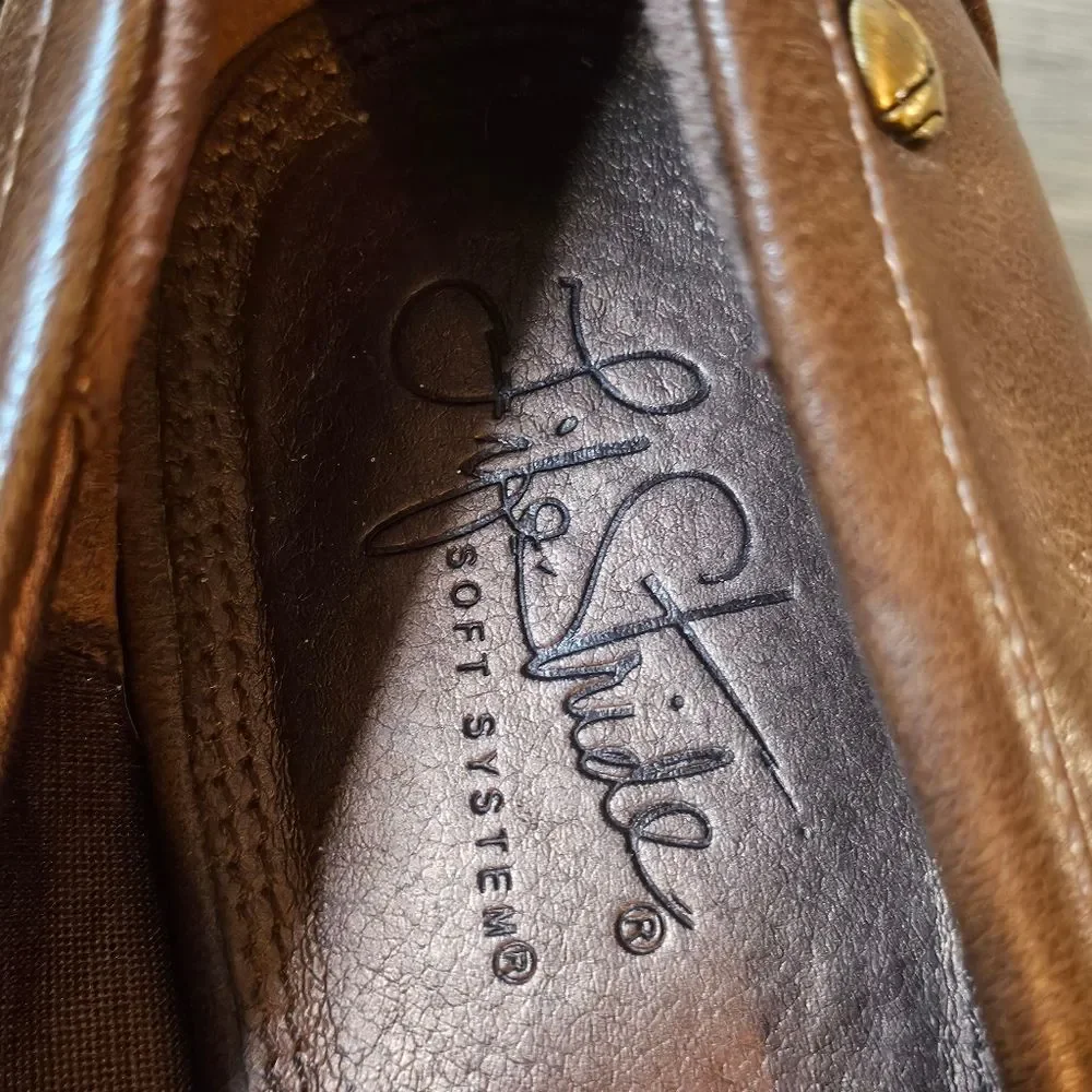 Women's Life Stride Faux Leather Brown Wedge Pump Slip On Shoe Size 11 Wide